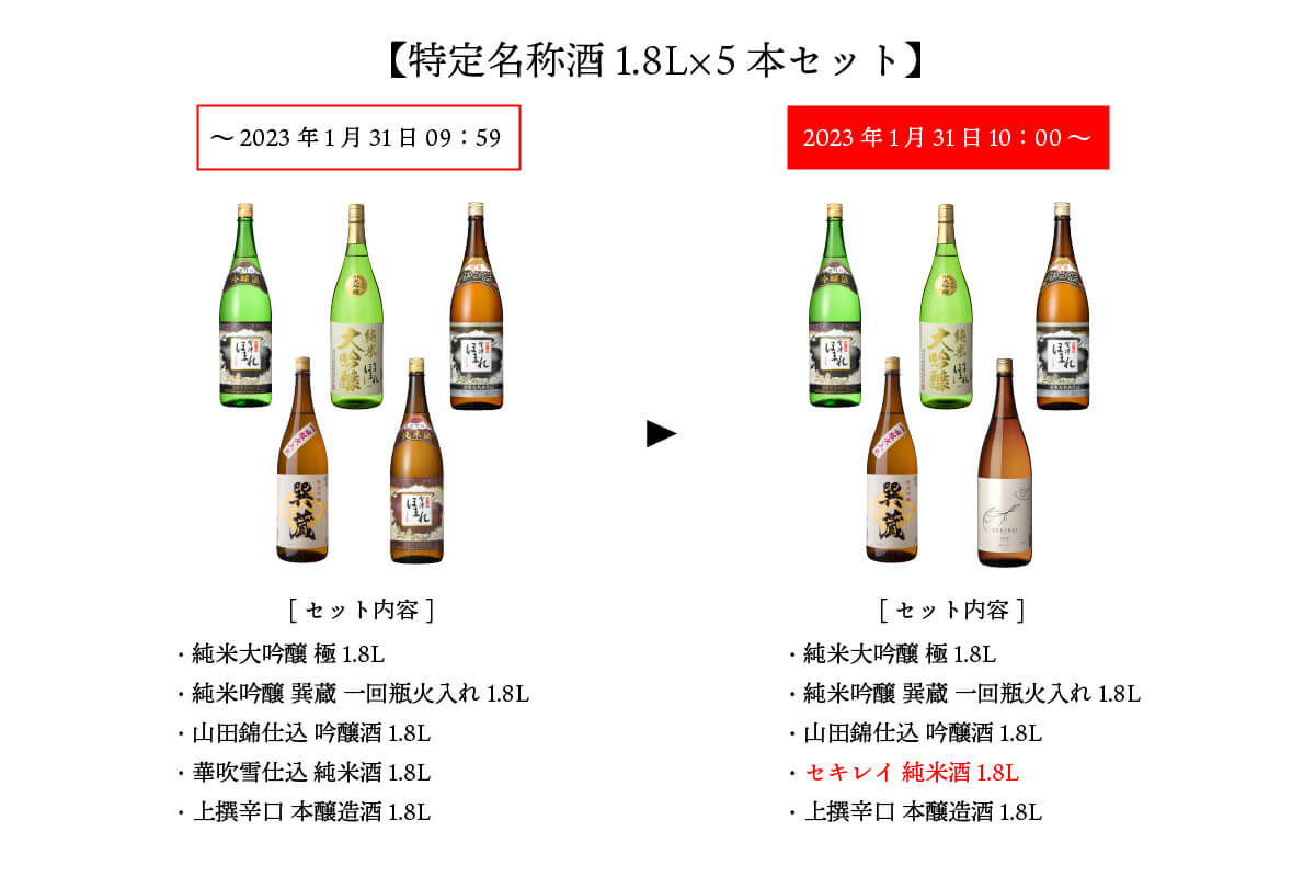 1/31～ 一部セット商品 内容変更と終売のお知らせ | ほまれ酒造